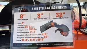 lot 5007 image: Unused WIG 8-inch Skid Steer Stump Grinder Attachment XN-QC01-08