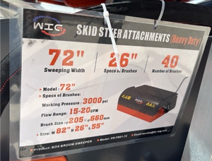 lot 5008 image: Unused WIG 72-inch Heavy Duty Box Broom Sweeper Skid Steer Attachment - Retail $0