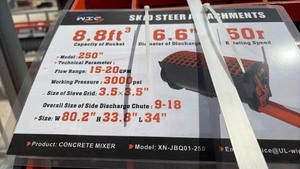 lot 5025 image: Unused WIG Concrete Mixer XN-JBQ01-250 Skid Steer Attachment - Retail $0