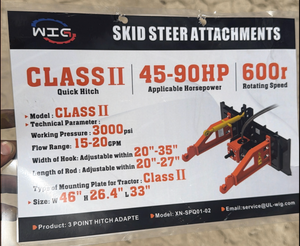 lot 5036 image: Unused WIG Skid Steer 3-Point Hitch Adapter Attachment Class II Model XN-SPQ01-02