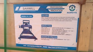 lot 7016 image: Unused AGROTK YC-32G Horizontal Band Sawmill 15 HP Gasoline (one box)