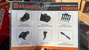lot 7126 image: Unused AGROTK Mini Excavator Attachment Set 6 Model 12EX-SET6