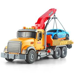lot 1323 image: Dwi Dowellin Kids Toys for 3 4 5 6 7 Years Old Boys, 15 Large Tow Truck Toy,Friction Powered Transport Truck Crane Toy with Lights and Sounds,with Roadster,Toddlers Gifts - Retail $30