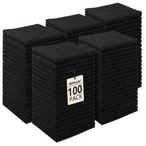 lot 1324 image: UNIMADE Washcloths Bulk - 100 Pack - Face Towels (12 x 12), Highly Soft Wash Cloths and Hand Towels, Fast Drying Multi-Purpose Microfiber Cleansing Cloths for Bathroom, Hotel, Spa, and Salon - Black - Retail $24