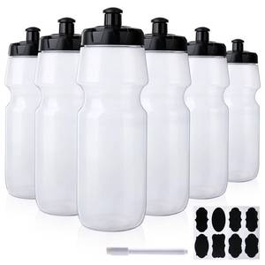 lot 1337 image: Belinlen 6 Pack 25 oz Sports Water Bottles Sports and Fitness Squeeze Water Bottles BPA Free come with 8 pcs Chalk Labels, 1 Pen(Dishwasher Safe) - Retail $20