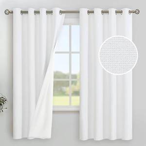 lot 1344 image: YoungsTex White Linen 100% Blackout Curtains 72 Inch Length for Bedroom, Thermal Insulated Drapes with Grommet Room Darkening Energy Saving for Living Room, 2 Panels, 52 X 72 Inch - Retail $41