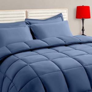 lot 1356 image: TAIMIT Slate Blue Twin Size Comforter Set - 5 Pieces, Bed in a Bag Bedding Sets with All Season Soft Quilted Warm Fluffy Reversible Comforter,Flat Sheet,Fitted Sheet,1 Pillow Shams,1 Pillowcases Twin Sized - Retail $35