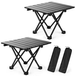 lot 1359 image: hediya 2 Pack Portable Camping Table Foldable, Ultralight Small Folding Beach Table with Carry Bag for Outdoor Travel, Beach, Camp, Picnic, BBQ, Cooking, Festival, Boat, Home Use (Black-S) - Retail $33