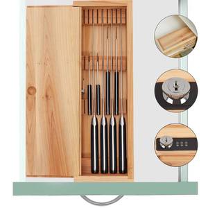 lot 1360 image: Amcortn Knife Lock Box - Kitchen Knife Storage Box, Kids Safe In Drawer Knife Block, Wooden Sharp Knives Holder & Organizer, Multi Purpose Lock Box, Knife Storage Alternative (Knives Not Included) - Retail $30