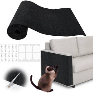 lot 1365 image: Cat Scratch Furniture Protector - 100 x 15.8 Trimmable Self-Adhesive Cats Claws Scratch Pads, DIY Cat Climbing Couch Protector for Scratch Post Cat Tree Replacement Indoor (Black) - Retail $19