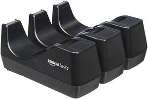 lot 1372 image: Amazon Basics Weighted Desktop Tape Dispenser with Non-Skid Base, Desk Accessory, 3-Pack - Retail $10