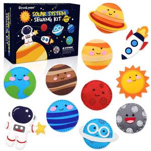 lot 1394 image: CiyvoLyeen Space Sewing Kit for Kids Solar System DIY Activity Kids Felt Craft Supplies for 7 8 9 10 11 12 Girls and Boys Educational Beginners Sewing Set of 11 - Retail $27