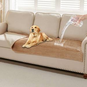 lot 1400 image: HAOMAIJIA Waterproof Couch Cover for Dogs Washable,Faux Fur Pet Couch Covers for Sofa,Soft Dog Bed Cover Non-Slip Couch Covers for 3 Cushion Couch Sofa Pet Friendly (Khaki, 35 x 82) - Retail $34