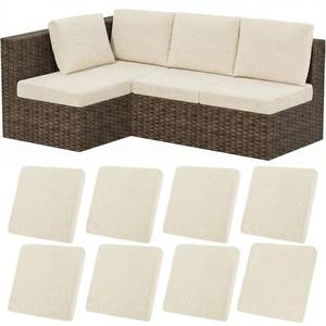lot 1403 image: HEBE Stretch Patio Cushion Covers Set 8pcs,Waterproof Outdoor Couch Covers Replacement,Washable Reusable Seat Cushion Slipcovers for Patio Furniture Protector,Chair Cushion Cover - Retail $40