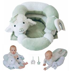 lot 1434 image: AilaAiden 2-in-1 Tummy Time Mat and Seated Support with Sensory Toys for Newborns and Babies Includes Detachable Cushion for Supervised Play & HeadNeck Development (Sage) - Retail $46