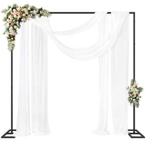 lot 1437 image: Fomcet 8FT x 8FT Backdrop Stand Heavy Duty with Base, Black Portable Adjustable Pipe and Drape Backdrop Stand Kit, Square Metal Arch Party Frame for Wedding Birthday Parties Banquet Decorations - Retail $67