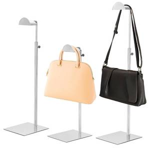 lot 1451 image: NATGAI 3 Pack Adjustable Height Purse Display Stand, Stainless Steel Handbag Display Holder with Silver Finish, Heavy-Duty Hook Rack for Bags, Purses, and Jewelry (3 Pack) - Retail $23