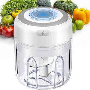 lot 7213 image: Electric Garlic Chopper, 250ML Portable Vegetable Chopper, Food Processor Chopper with 304 Stainless Steel Sharp Blades, USB Mini Garlic Mincer, Meat Grinder - for Ginger, Onion, Chili, Baby Food - Retail $9