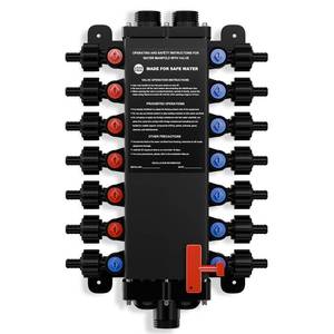 lot 13350 image: 50143 14-Port PEX Manifold  Compatible with viega manabloc  8 Cold 6 Hot Homerun Distribution with Valves  34 Inlet 12 Zero Lead Poly Alloy PEX Crimp  Color-Coded Ports & Non-Corroding Body