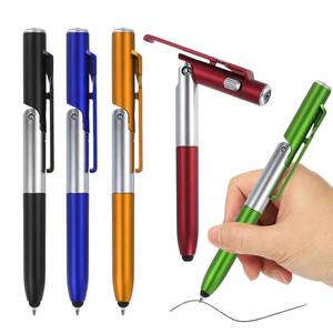 lot 13365 image: 5pcs multi tool pens, pens with stylus tips,pen with lights on the tip, led pen flashlight phone stand, foldable writing Suitable for home office outdoor travel occasions gift - Retail $8