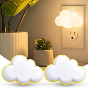lot 13389 image: Mudder 2 Pack Night Light Plug into Wall Soft LED Night Light Cute Wall Nursery Lamp Warm Sensor Plug-in Intelligent Nightlight for Bedroom Hallway(Cloud,Yellow) - Retail $16
