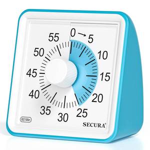 lot 13391 image: Secura 60-Minute Visual Timer, Classroom Timer, Countdown Timer for Kids and Adults, Time Management Tool for Teaching (Blue & Blue) - Retail $15