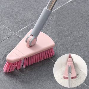 lot 13398 image: Cleaning Brush with Long Handle Floor Scrubbers for Tub Tile Cleaning Supplies Scrub Brush for Bathroom Bathtub Toilet Floor Kitchen Apartment Essentials forfor Women Men (Pink) - Retail $19
