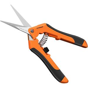 lot 13410 image: VIVOSUN 6.5 Inch Gardening Scissors Hand Pruner Pruning Shear with Straight Stainless Steel Blades Orange 1-Pack - Retail $7