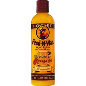 lot 13414 image: Howard Products Beeswax Wood Polish & Conditioner, Feed-N-Wax, Beeswax Furniture Polish For Wood, 16 Oz, Orange - Retail $11
