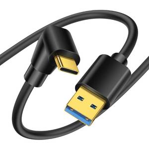 lot 13425 image: YACSEJAO 90 Degree USB Type C Cable USB 3.0 A to USB C Up & Down Angle Fast Charge Cord Compatible with Notebook, PC, Tablet, Phone and More (0.5M1.6FT) - Retail $8