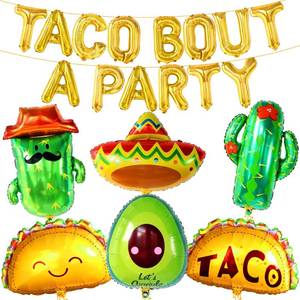 lot 13430 image: KatchOn, Huge 22 Pcs Taco Bout A Party Decorations  Taco Balloons, Cinco de mayo decorations, Mexican Fiesta Party Decorations  Fiesta Balloons for Taco Party Decorations, Cactus Balloon - Retail $15