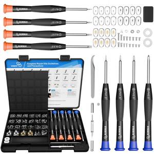 lot 13432 image: STREBITO Glasses Repair Kit, All-in-One Eyeglass Repair Kit with 16 Sizes of Screws, 12 Pairs of Nose Pads & Tweezer, Precision Screwdriver Set for Glasses, Sunglasses, Watches & Small Electronics - Retail $8