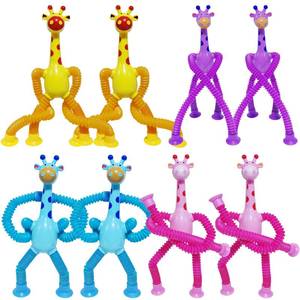 lot 13440 image: 8 PCS Telescopic Suction Cup Giraffe Sensory Toys, Pop Tube Fidget Toys Bulk for Toddlers, Kids Travel, Easter Basket Stuffers, Party Favors Birthday Gifts for Boys Girls - Retail $15
