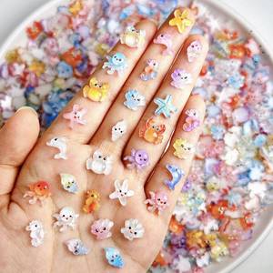 lot 13455 image: 50Pcs Mixed Styles Nail Art Charms Marine Animal Cartoon Flatback Nail Ornaments for Design Acrylic Nails with Starfish Seashells Dolphins Crabs Resin Jewelry Accessories for Women DIY Decorations - Retail $6