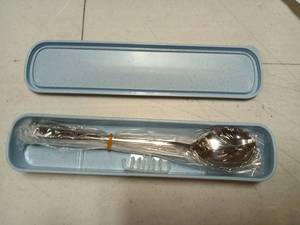 lot 13487 image: Portable Travel Flatware 3PCS Spoon Fork Chopsticks Set 1810 Stainless Steel with Case and Bag for School Work Office lunch (Silver) - Retail $9
