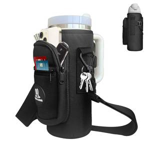 lot 13500 image: Sports rabbit 30oz Water Bottle Holder with Strap Compatible with Stanley, Owala, Hydro 30oz Bottles Large Pocket, Adjustable Crossbody Strap Gym, Office, Outdoor, Hiking & Walking (Black) - Retail $15