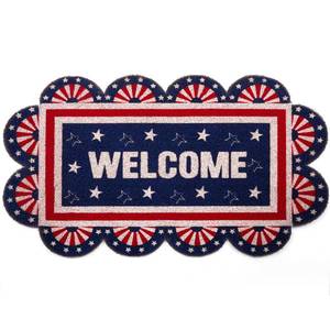 lot 13507 image: Dunzy Welcome Patriotic Door Mats Outdoor 4th of July Door Mat Coir American Flag Memorial Day Rug Non Slip Entrance Patriotic Outdoor Rug for Independence Day Front Porch Entryway Decor, 18 x 30 Inch - Retail $30