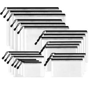 lot 16267 image: SUNEE Multisize Mesh Zipper Pouches (Black, 21 Packs), Water-Resistant Zip Bag for School Office Supplies, Puzzles & Games Organizing Storage - Retail $14