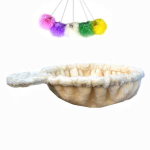 lot 16268 image: SHENGOCASE 13 Beige Nest Basket Lounger Hammock Bed for Cat Tree Tower Replacement, 5-Pack Hanging Ball Toys with Elastic String, Cat Tree Accessories Hammock Attachment (Beige) - Retail $18