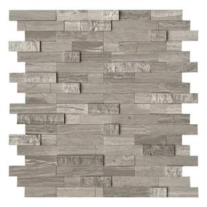 lot 60633 image: SUNWINGS 5-Sheet Peel and Stick Mosaic Natural 3D Stone Self Adhesive Marble Tiles, 11.5 x 10.7 Stick on Backsplash for Kitchen Bathroom Fireplace Vanity, Mixed Tan - Retail $60