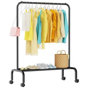 lot 1459 image: STARLATTA Rolling Clothing Racks for Hanging Clothes, Garment Rack for Clothes to Hang, Metal Portable Wardrobe Rack for Coats, Jackets, Shirts, Dress,Black