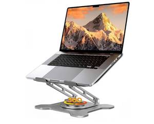 lot 1463 image: JCZT Adjustable Laptop Stand, 360° Rotating Base Ergonomic Computer Stand, Foldable Laptop Stand for Desk for Office Home Fits Compatible with MacBook Pro Air (10-16) - Gray - Retail $40