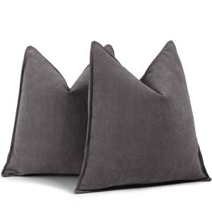lot 1472 image: ZWJD Rustic Gray Pillow Covers 24x24 Set of 2 Chenille Throw Pillow Covers with Elegant Design Soft and Luxurious Decorative Throw Pillows for Couch, Bed, and Home Decor - Retail $28