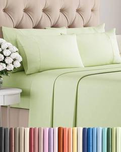 lot 1476 image: Full 6 Piece Sheet Set - Comfy Breathable & Cooling - Ultra-Soft Hotel Luxury Bedding Set with 8-16 Inch Deep Pockets - 1 Flat & 1 Fitted Sheet & 4 Pillowcases - Wrinkle Free & Easy Care - Light Sage - Retail $33