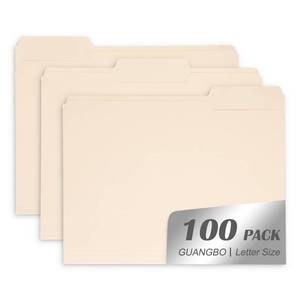 lot 1488 image: GUANGBO Manila File Folder, 13-Cut Tab, Letter Size, Manila Folders with Tab, 100 per Box - Retail $13