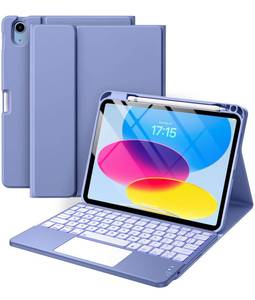 lot 1507 image: Harvopu Compatible for iPad 11th 10th Generation Case with Keyboard, Folio Cover with Pencil Holder, Multi-Touch Trackpad, 7 Color Backlit, Detachable Keyboard for iPad (A16) 11th10th Gen (Blue) - Retail $32