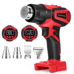 lot 1515 image: Cordless Heat Gun Compatible with Milwaukee M18 Battery, Fast Heating Variable Temp (122°F1112°F) Hot Gun LCD Display and 4 Nozzle for Shrink Tubing, Resin, DIY(No Battery, Not Made by Milwaukee) - Retail $45