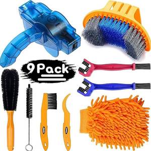 lot 1521 image: focopot Bike Cleaning Kit (9pcs), Including Chain Cleaner for Cycling,Bicycle Clean Brush Tools for MountainMTRoadBMX Bike - Retail $16