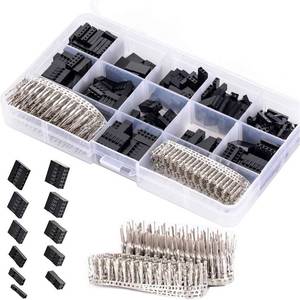 lot 7231 image: CHENBO 620pcs 2.54mm0.1 Connectors Wire Jumper Cable Pin Header Connector Housing Assortment Kit Male Female Crimp Pin Connector Terminal Pitch With Plastic Box - Retail $10