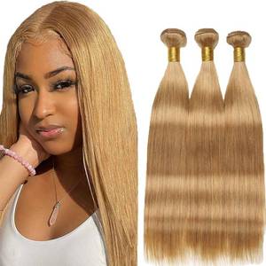 lot 7236 image: 30 30 30 Inch Honey Blonde Human Hair Bundles Color 27 Straight Bundles Unprocessed Brazilian Virgin Hair Extensions